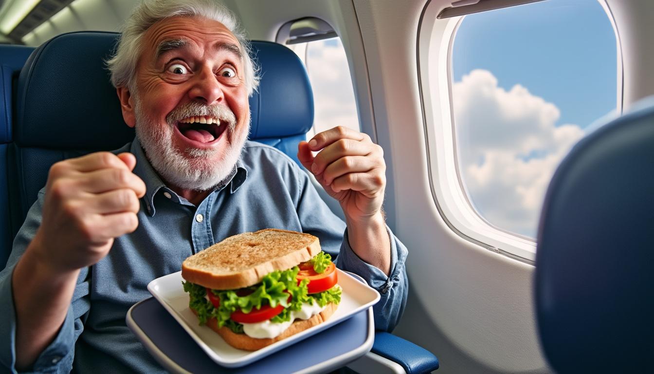 join me on a humorous journey as i savor a stinky tuna fish sandwich at 30,000 feet! discover the joys and challenges of enjoying unique airline meals while navigating the skies.