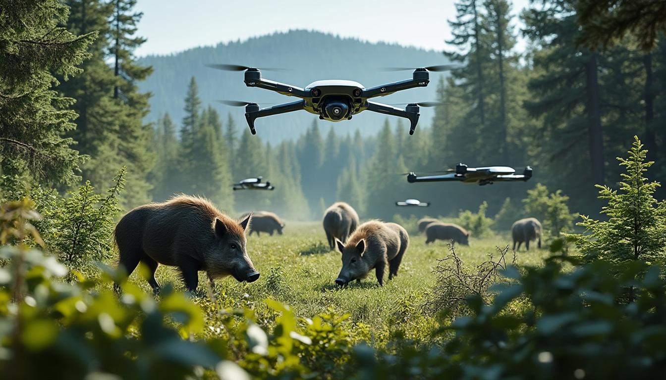 alberta utilizes cutting-edge ai-enhanced drone technology to combat the invasive wild boar population, showcasing a pioneering approach in wildlife management and environmental protection.